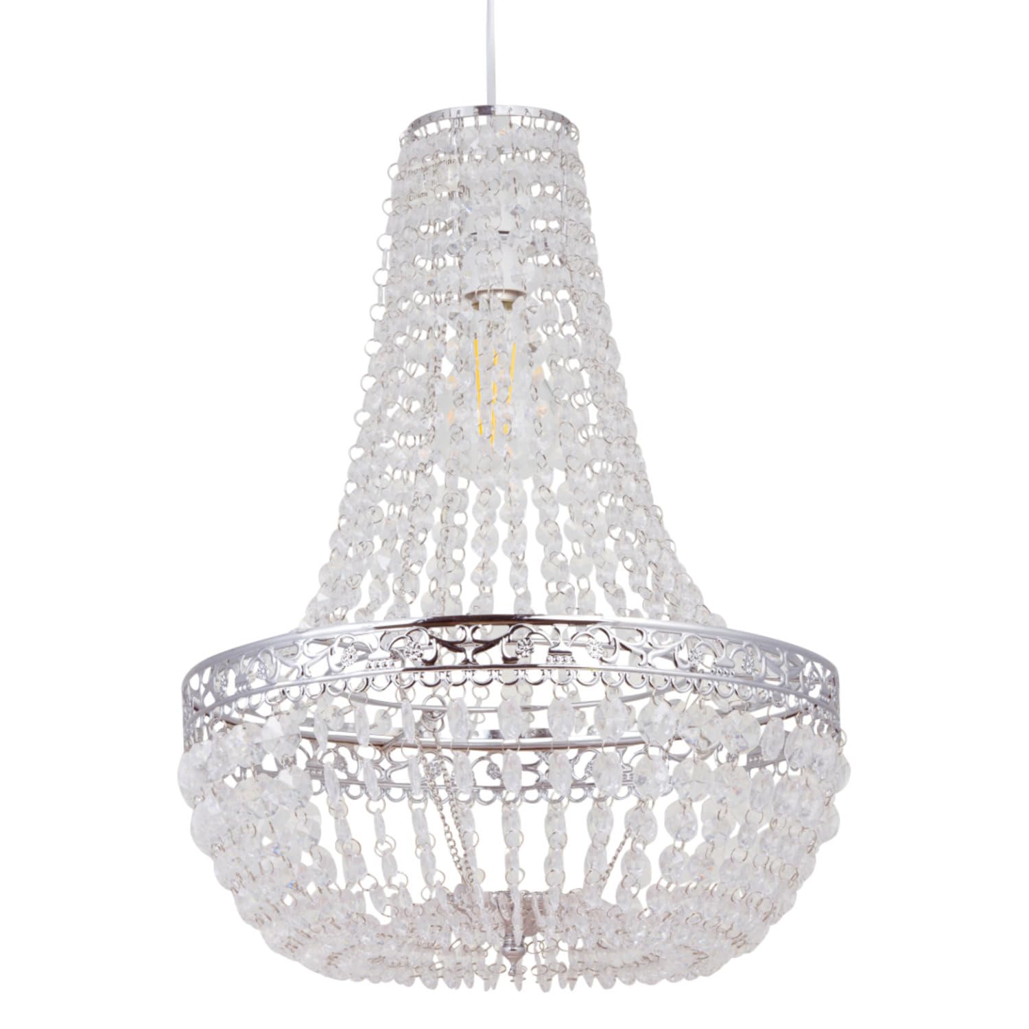 Chandelier Style Pendant Light Shade, Modern Acrylic Crystal Ceiling Lightshade, Easy Fit, Height 45 cm Width 36
