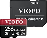 VIOFO 256GB Classe industrielle microSD Carte, U3 A2 V30 Carte mémoire haute vitesse avec adaptateur, support Ultra HD 4K Enregistrement vidéo U3 A2 V30, jusqu'à 100MB/s, Appui 4K UHD & Enregistrement en boucle continue, Résistant à haute température, adaptateur inclus