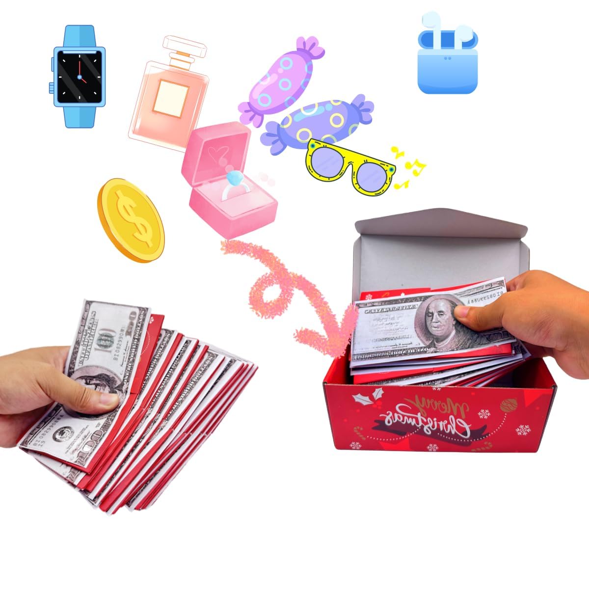 YYPLIAN Caja de regalo sorpresa para dinero, 20 cajas de regalo sorpresa explosión para Navidad, caja de regalo de dinero explosivo, cajas emergentes de Navidad para dinero (Navidad)
