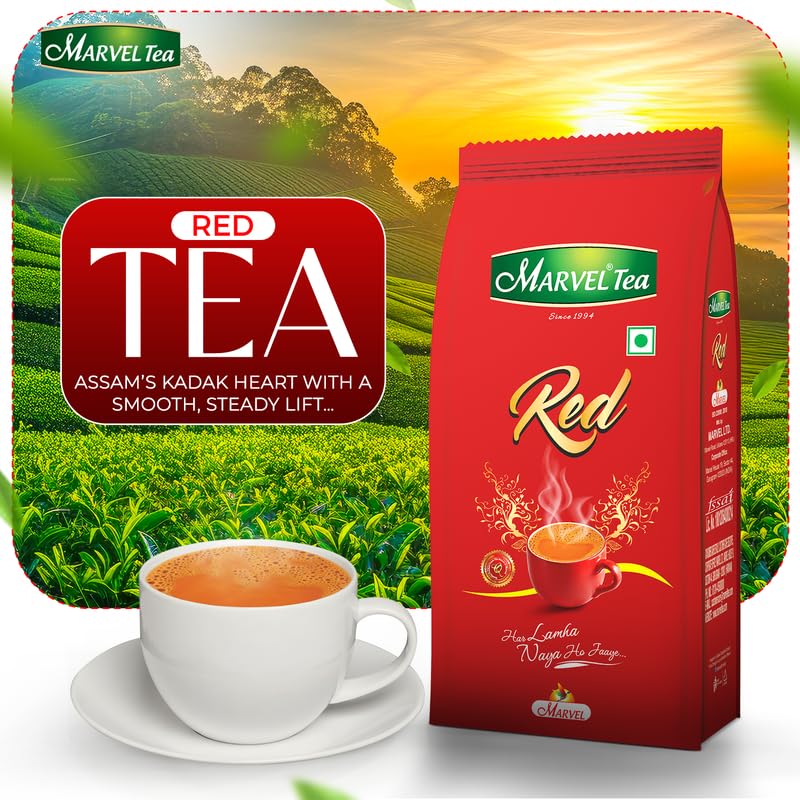 Image of Marvel Red Tea 500g, Handpicked Strong Kadak Chai From Assam & Darjeeling, Refreshing Aroma & Rich Taste - Black Tea