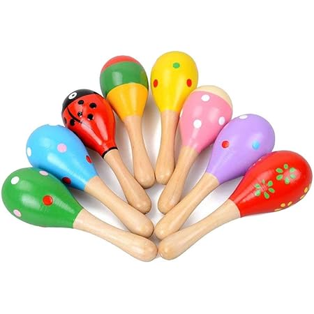 Amazon Co Jp Outflower マラカス 赤ちゃん 楽器 おもちゃ キッズパーカッション 音楽玩具 幼児楽器 木製マラカス 知育玩具 幼児教育 子供 幼稚園 早期開発 誕生日プレゼント 音楽認知 人気 2本組 おもちゃ
