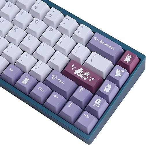 JOMKIZ Keycaps, 156 Keys Dye Sublimation Cherry Profile First Love PBT Keycap Set for Cherry MX Switch ASIN/ISO Layout Mechanical Keyboard - Purple White