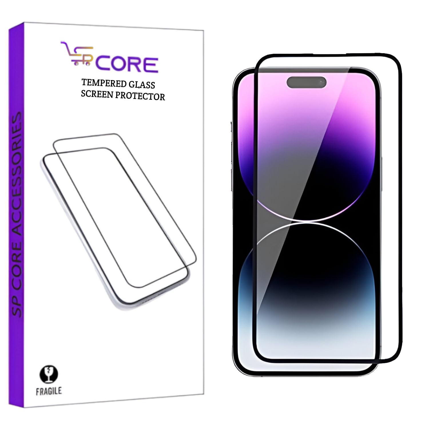 SPCORE Tempered Glass Screen Protector Compatible for iPhone 14 Pro (6.1 Inch) with Edge to Edge Coverage and Easy Installation kit,Black (B0BZ4863H2) Amazon Price History, Amazon Price Tracker