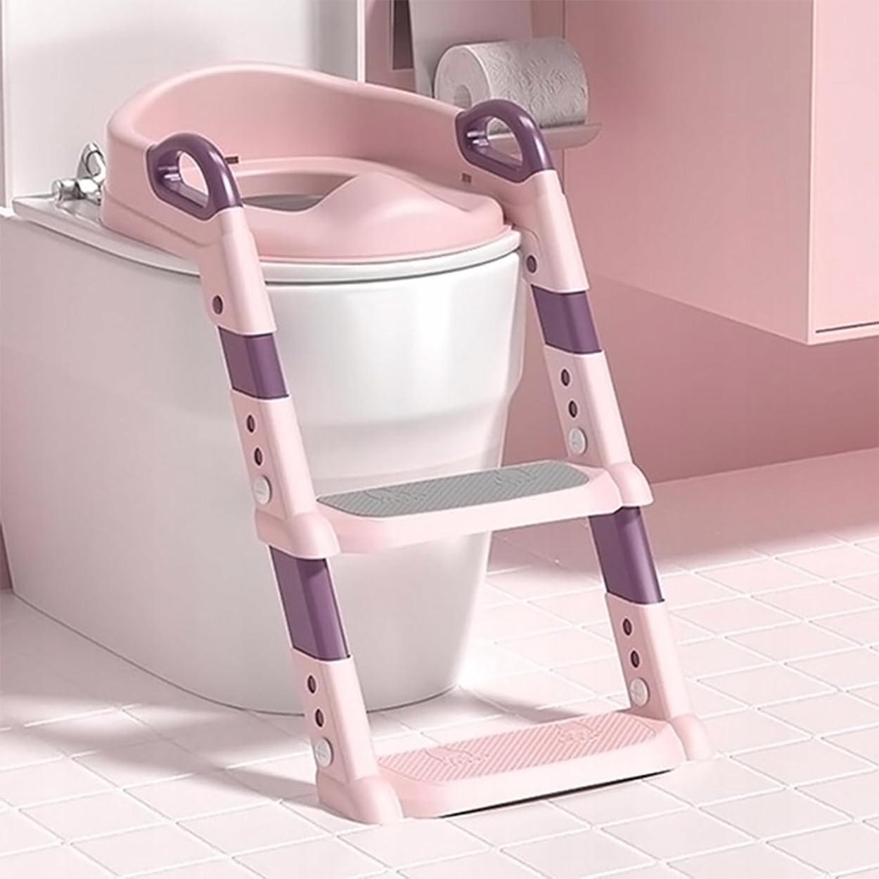 KIDDISTEP - Sedile WC con scaletta per bambini, colore: Rosa