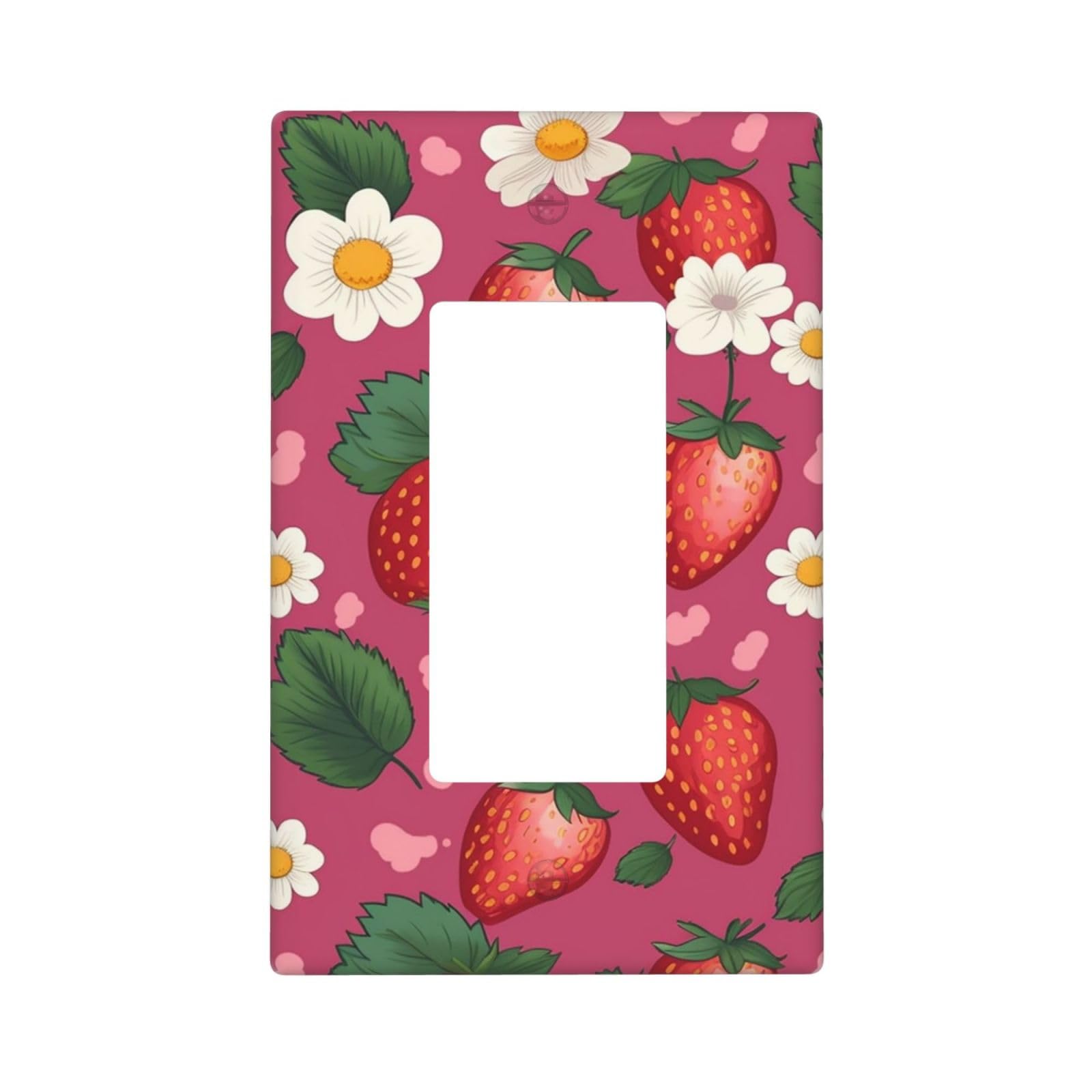 Strawberry Wall Plate Cover 1 Gang Light Switch Cover Decorative Single Duplex Wall Plates Mid-size Decorator Blank Electrical Switch Plate Cover for Electrical Outlets