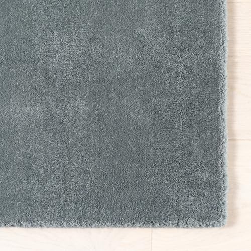 Image of Hand-Tufted Woolen Large Carpets for Living Room 10x14 feet Solid Grey Plain Anti-Skid Area Rug High Pile Thick Carpet & Rugs for Hall & Bedroom