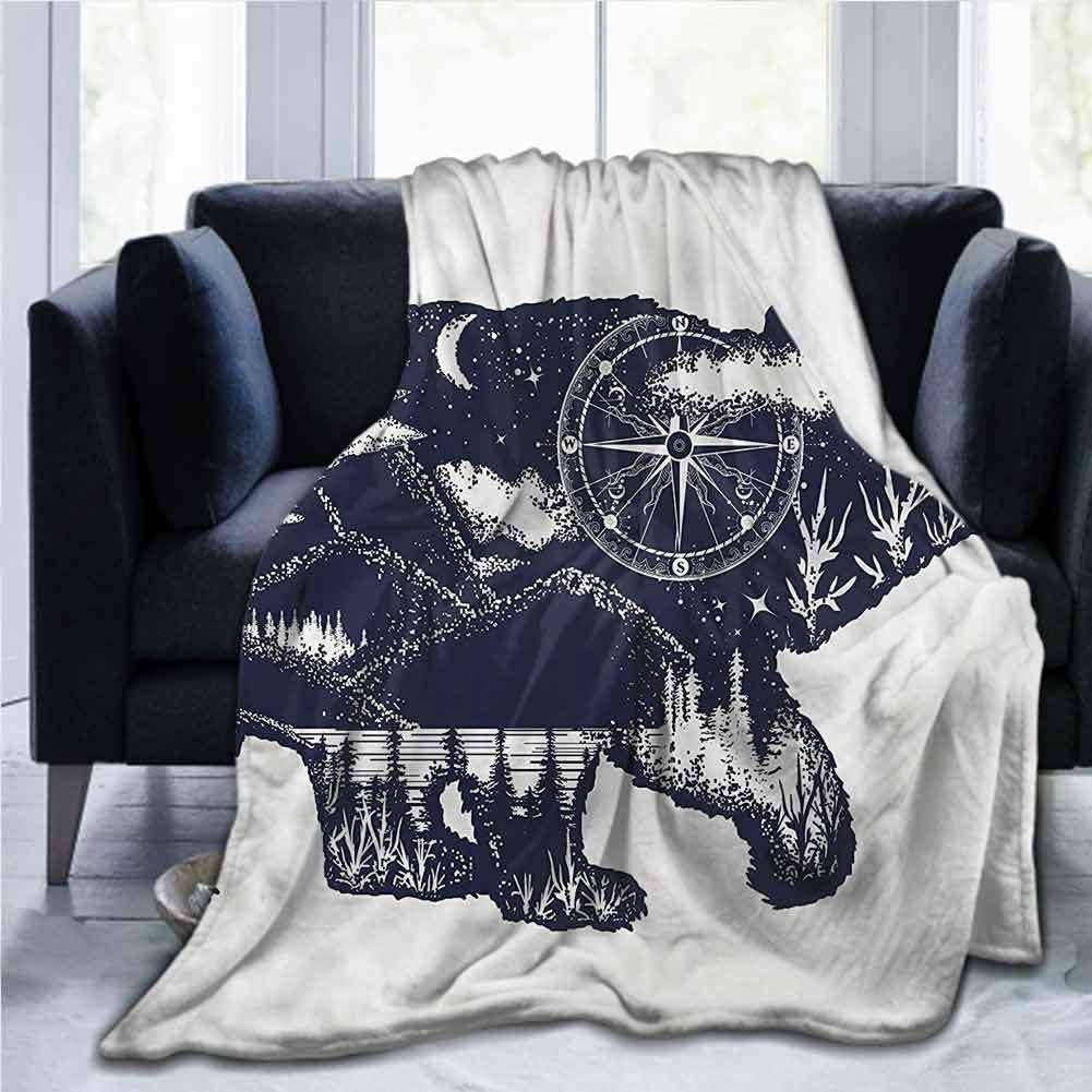 SLLART Soft Blanket King Size Cabin,Bear Great Outdoors Artistic,40"x50" Bed or Couch Travel Multi Use