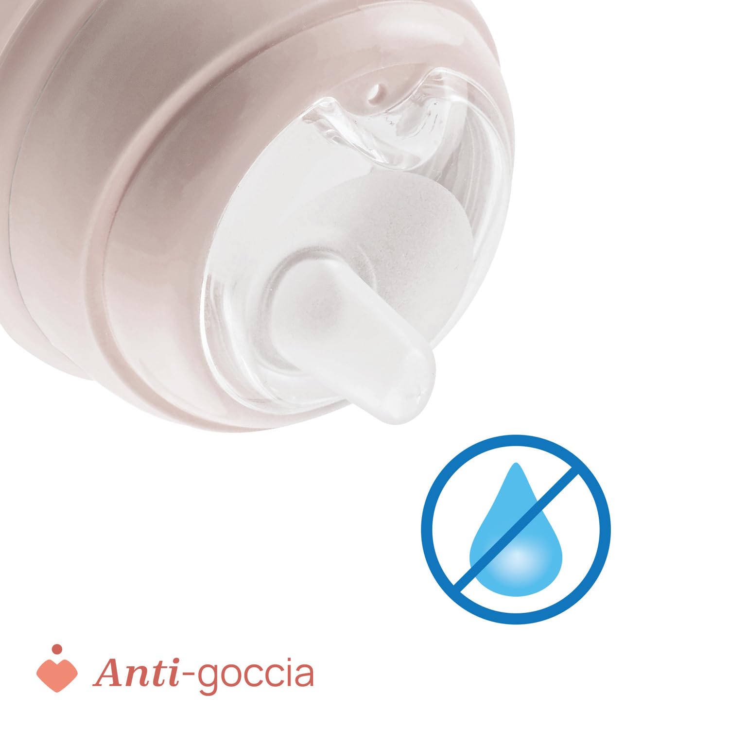 Chicco Transition Cup Bicchiere Antigoccia per Bambini 200ml, 1 Tazza Biberon 4+ Mesi per Imparare a Bere, con Beccuccio Ergonomico in Silicone, Doppia Valvola Anticolica, senza BPA - Rosa