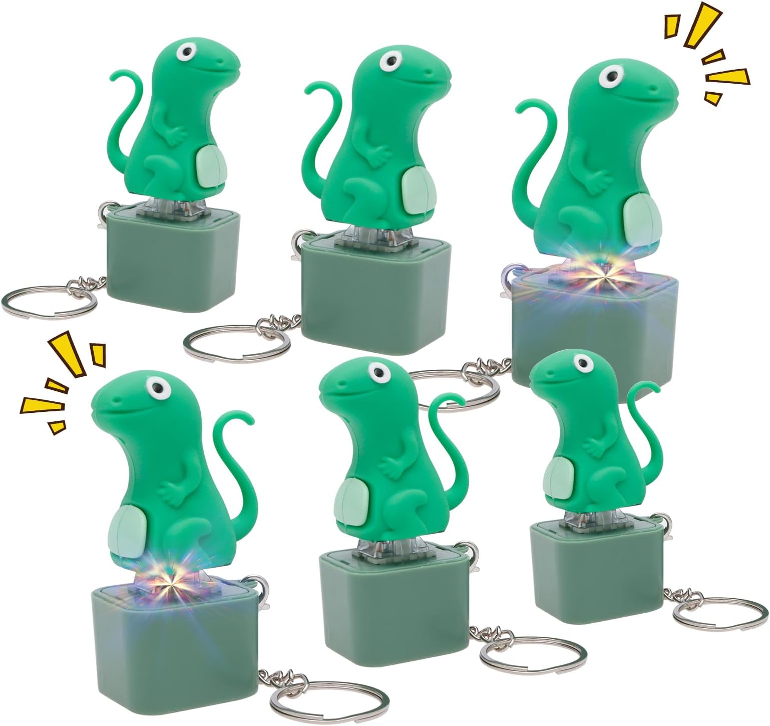 6 Pcs Lizard Button Keychain Lizard Keychain Sound Button Rechargeable Lizards Anxiety Relief Keychains Buttons Toy with Colorful Light & Sound Anxiety & Sensory Fun for Stress Reliever
