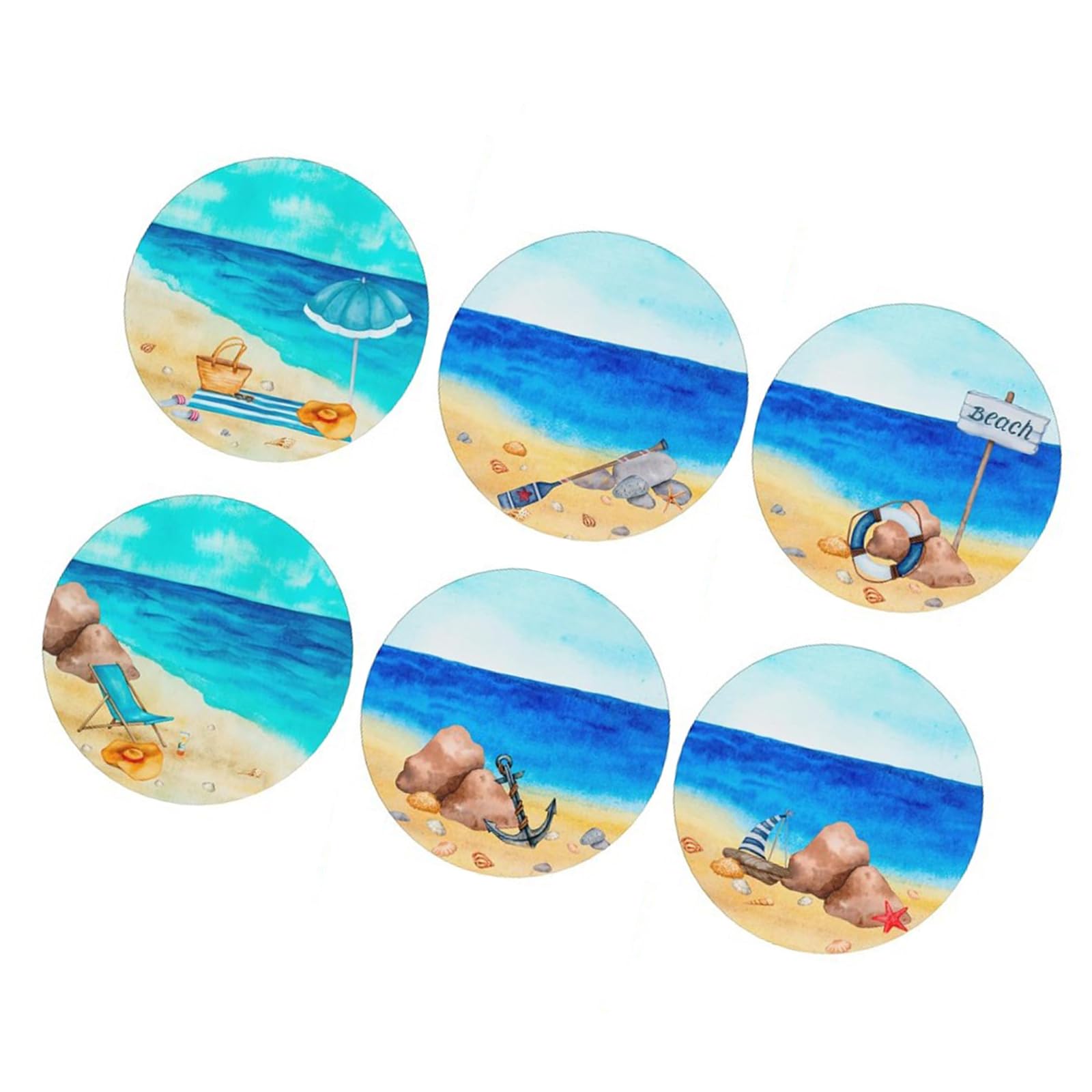 Of 6 Wooden Coasters Multicolor Heatproof Cup Mats Perfect for Hot Drinks Party Supplies Placemats