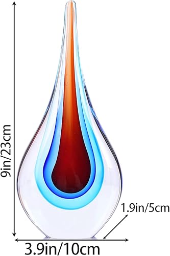 Miniatura 7 de DOVDOV Escultura de vidrio soplado, estatua de lágrima artística de vidrio azul y marrón, decoración única temática del océano para oficina,
