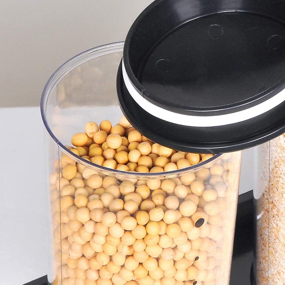 Wall-Mounted Cereal Dispenser Barrel Dry Food Dispenser for Oatmeal Beans Nuts Rice Kitchen Food Container-2 cylinders