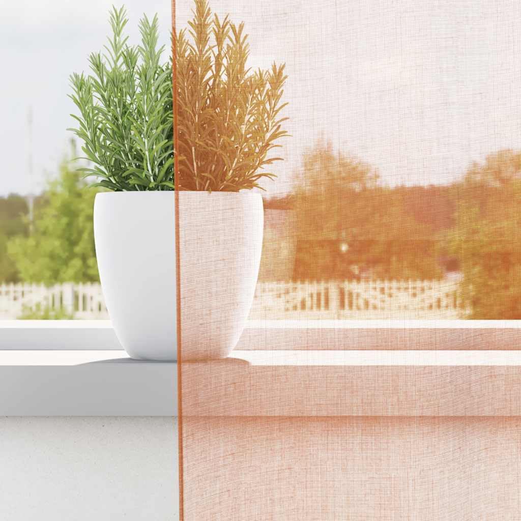 Lot de 2 rideaux en voile avec passe-tringle - Terracotta - 140 x 175 cm - Semi-transparent - 100 % polyester - Pour salon, chambre à coucher, cuisine - Avec brise-vue et protection solaire