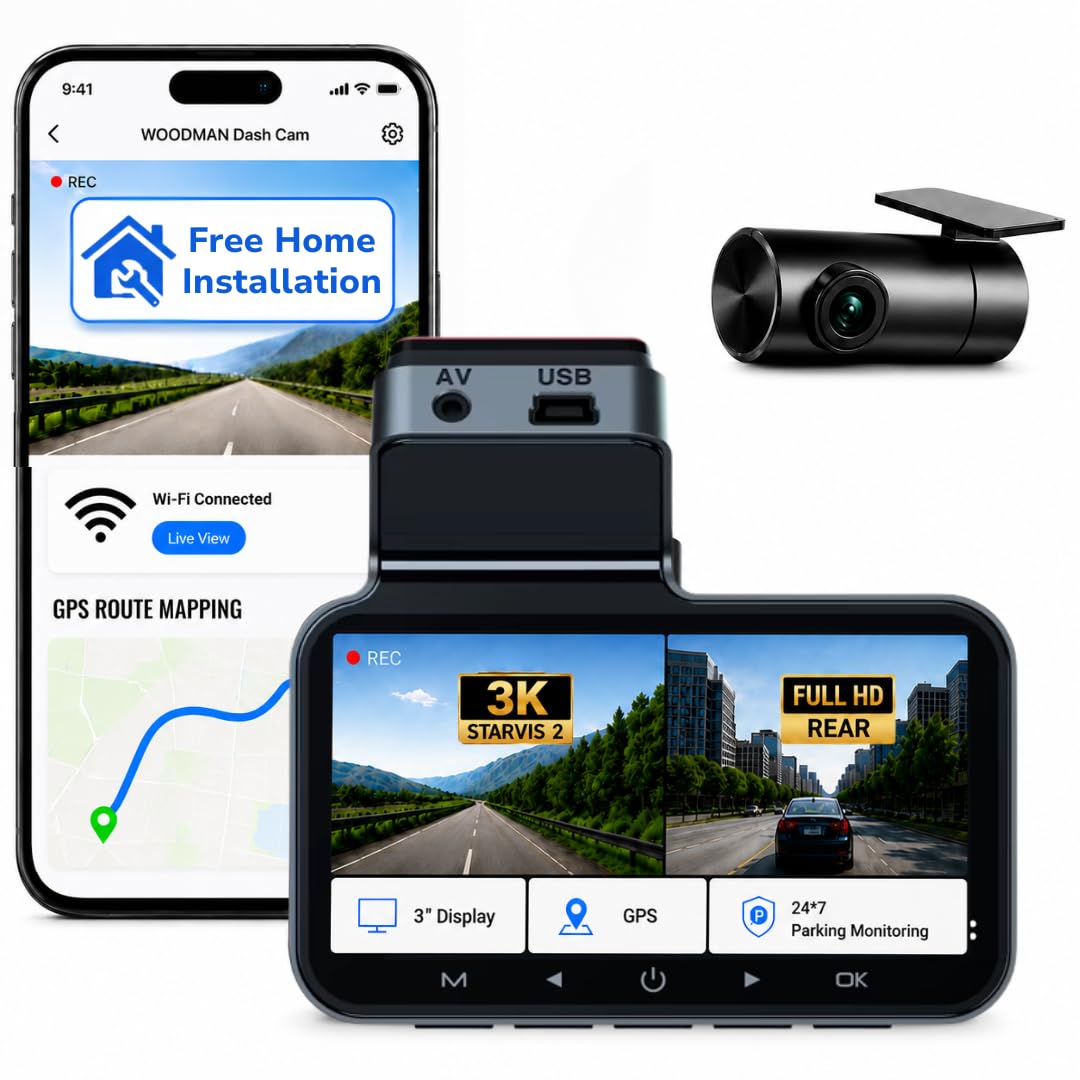 Woodman 3K Starvis2 Car Dash Camera | Dual Channel Front 3K + Rear Full HD | Night Vision | WiFi App | GPS | 24 * 7 Parking Mode | G-Sensor | 1 Year Warranty | Free Home Installation-image-23