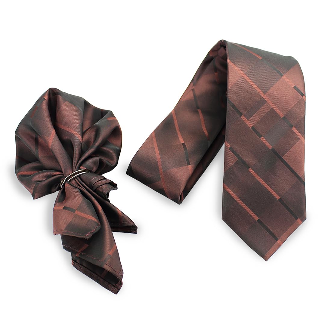 Geometrical Neck Tie & Pocket Square Set for Men-image-16