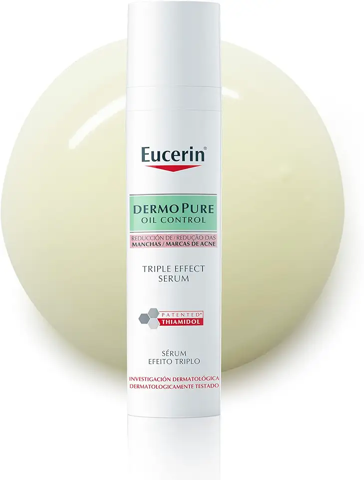 EUCERIN Sérum Facial Antiacne Dermo Pure Efeito Triplo 40ml, Antioleosidade, Antimanchas, Thiamidol, Peles Oleosas