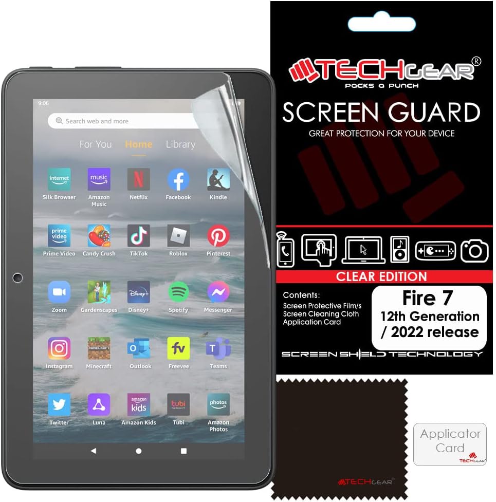 TECHGEAR Screen Protector for Amazon Fire 7″ & Fire Kids Edition 7″ (2022) – Clear Lcd Screen Protectors – With Cleaning Cloth + Application Card TECHGEAR Screen Protector for Amazon Fire 7″ & Fire Kids Edition 7″ (2022) – Clear Lcd Screen Protectors – With Cleaning Cloth + Application Card