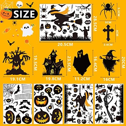 Fancy Daily Halloween Window Stickers Bats Spiders 169Pcs Halloween Window Decorations Reusable Double-sided Window Cling Sticker for Halloween Party Indoor