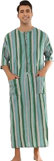 Camisones a rayas para hombre, colores de contraste, manga corta, con botones, a rayas, camisón