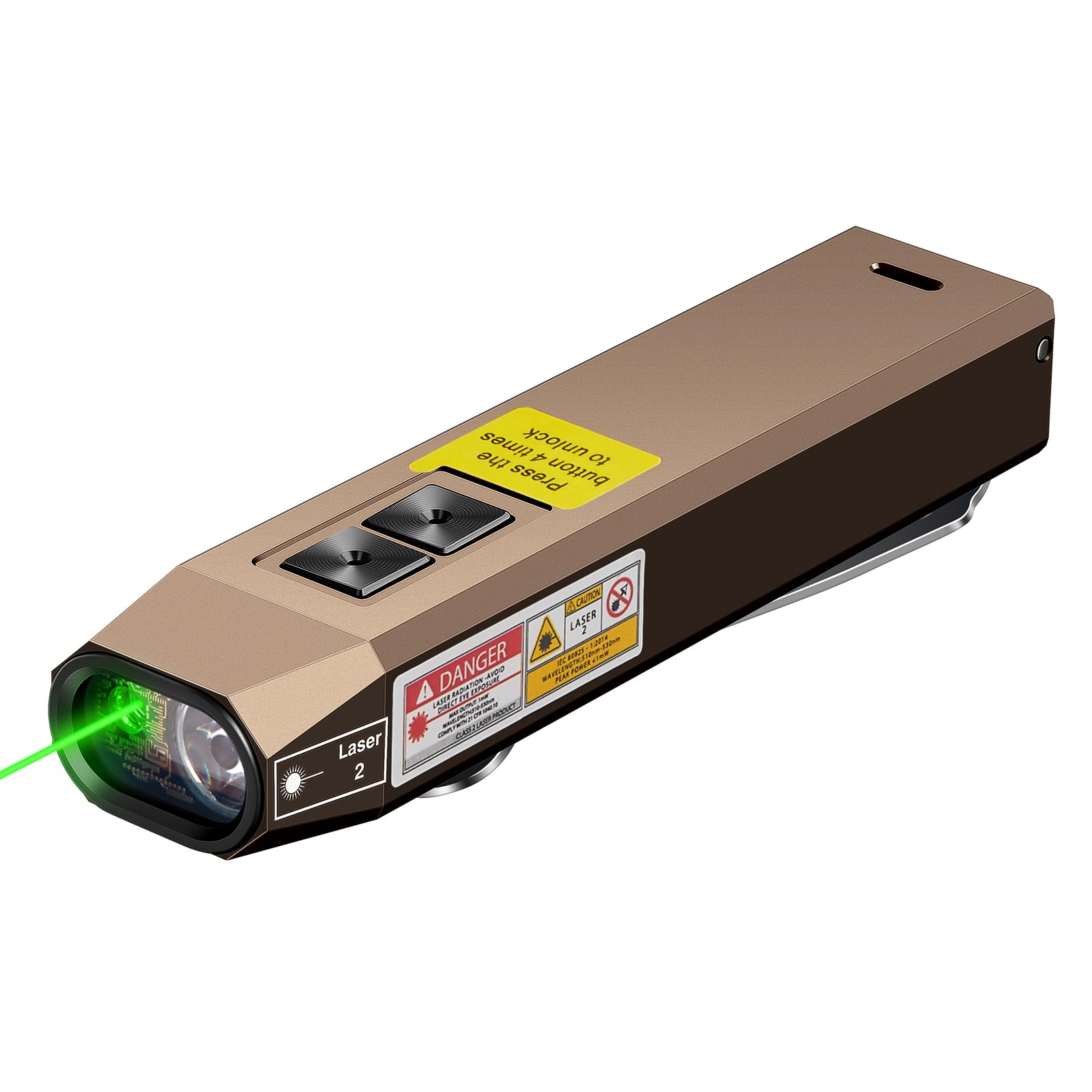 Everyday Carry Flat Flashlight Rechargeable 1000 Lumens with Green Beam, programmable Mode ，USB C,Magnetic Base for Night Duty, Emergency Repair