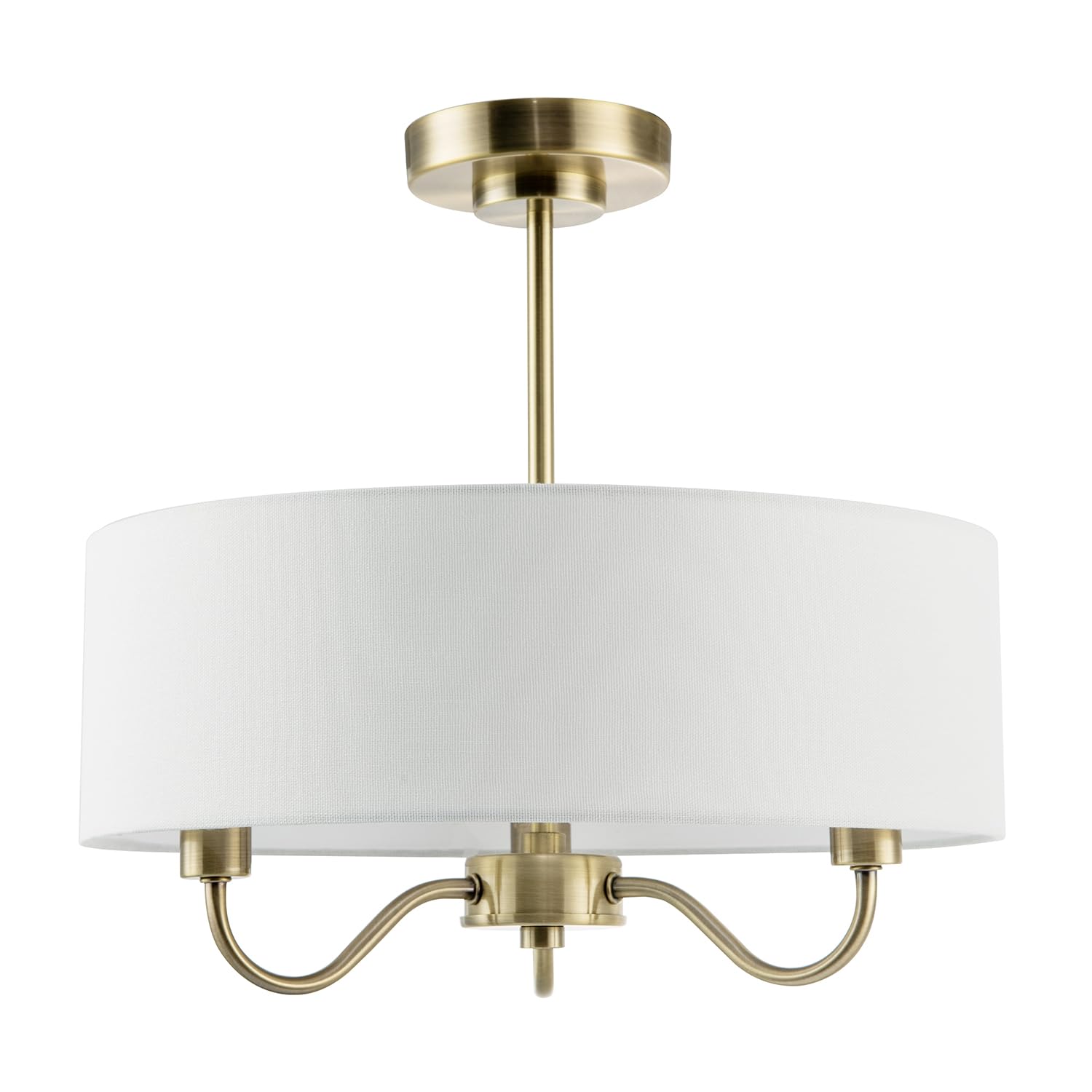 Chic Chandelier Semi Flush Ceiling Light in Antique Brass with Shade by Happy...
