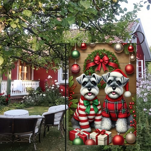 Image of BlissYard Schnauzer Winter Garden Flag 12x18 Inch Polyester