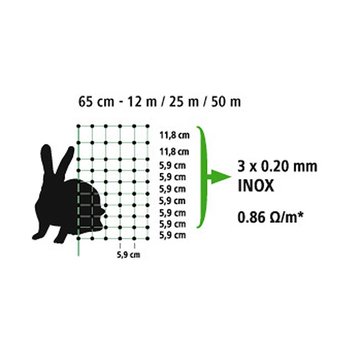 KERBL Pet Malla para Conejos 50 m, 65cm piqueta de Doble Punta, Verde