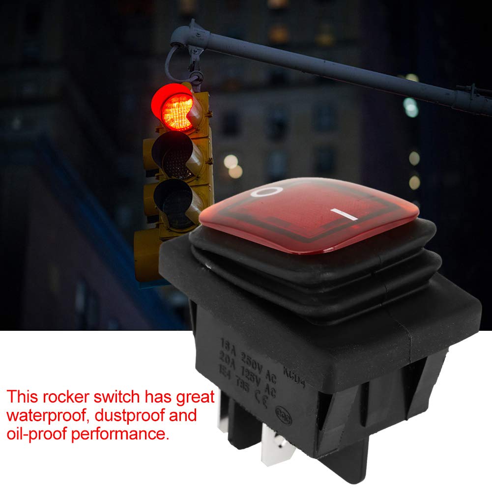 Pannello Terminali Offie Potenza Nominale 4 Pezzi Set Nero Impermeabile 4 Pin 2 Posizione On Off Rosso Verde Lampada Interruttore a Bilanciere