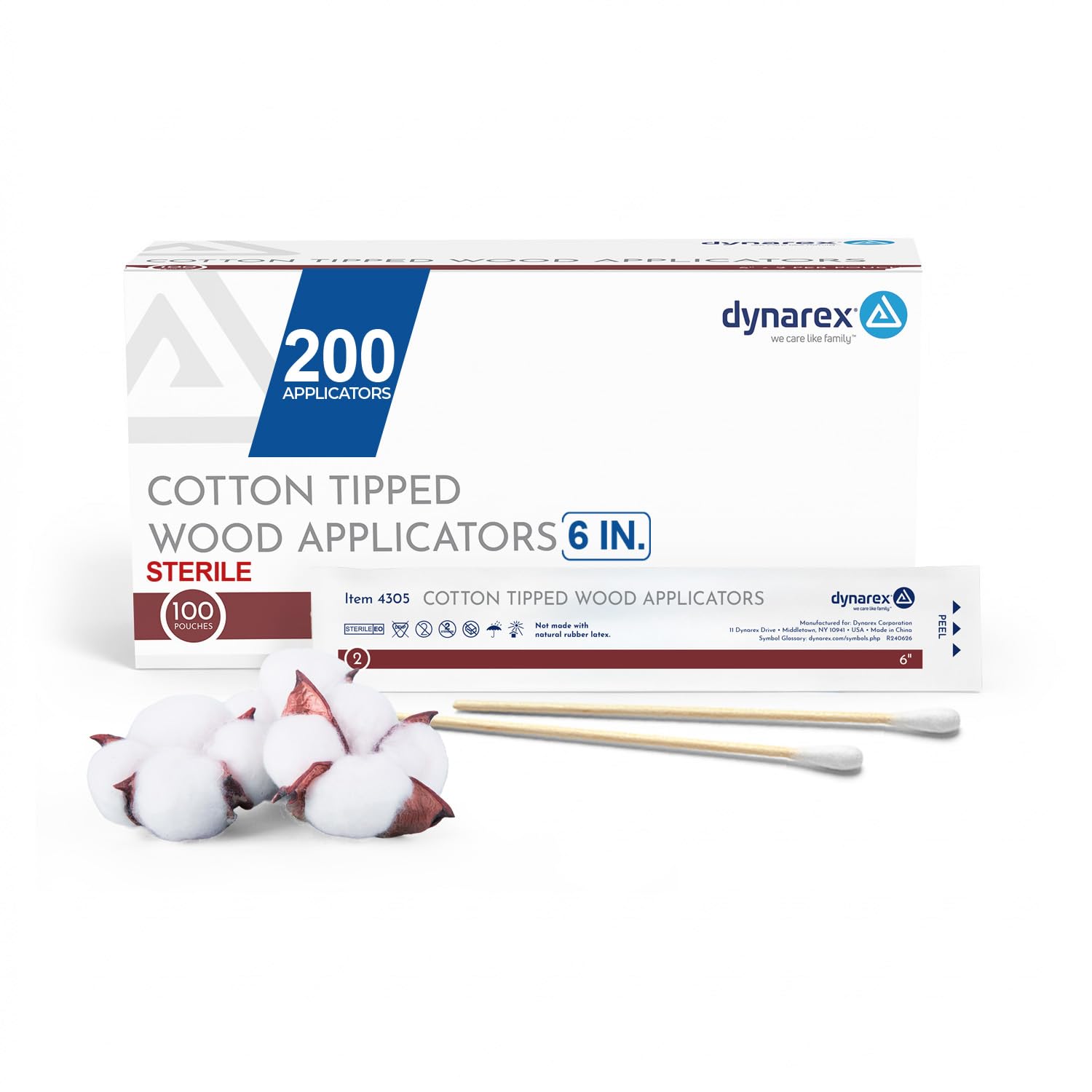 ZAMA Dynarex Cotton-Tipped / Wood / Sterile Applicators, 6in, #4305 BOX (2 Each/Pack, 100 Pack/Box) / 7 / 11.81-image-29
