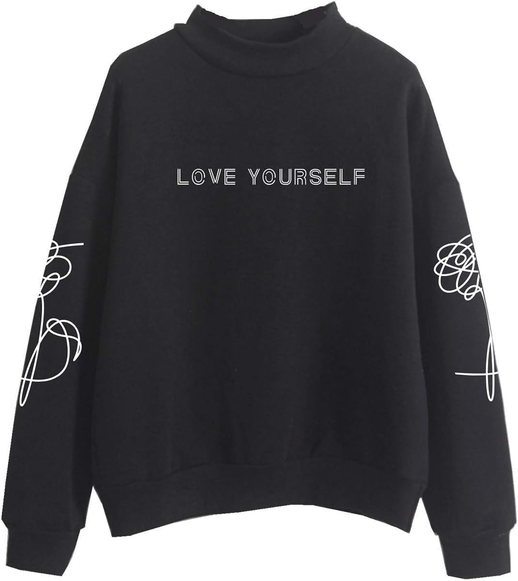 WOOKIT Unisex Music Group Hoodies Love Yourself Music Group Jumper Turtleneck Sweatshirt for Army Suga Jin Jimin Jung Kook J-Hope Rap-Monster V
