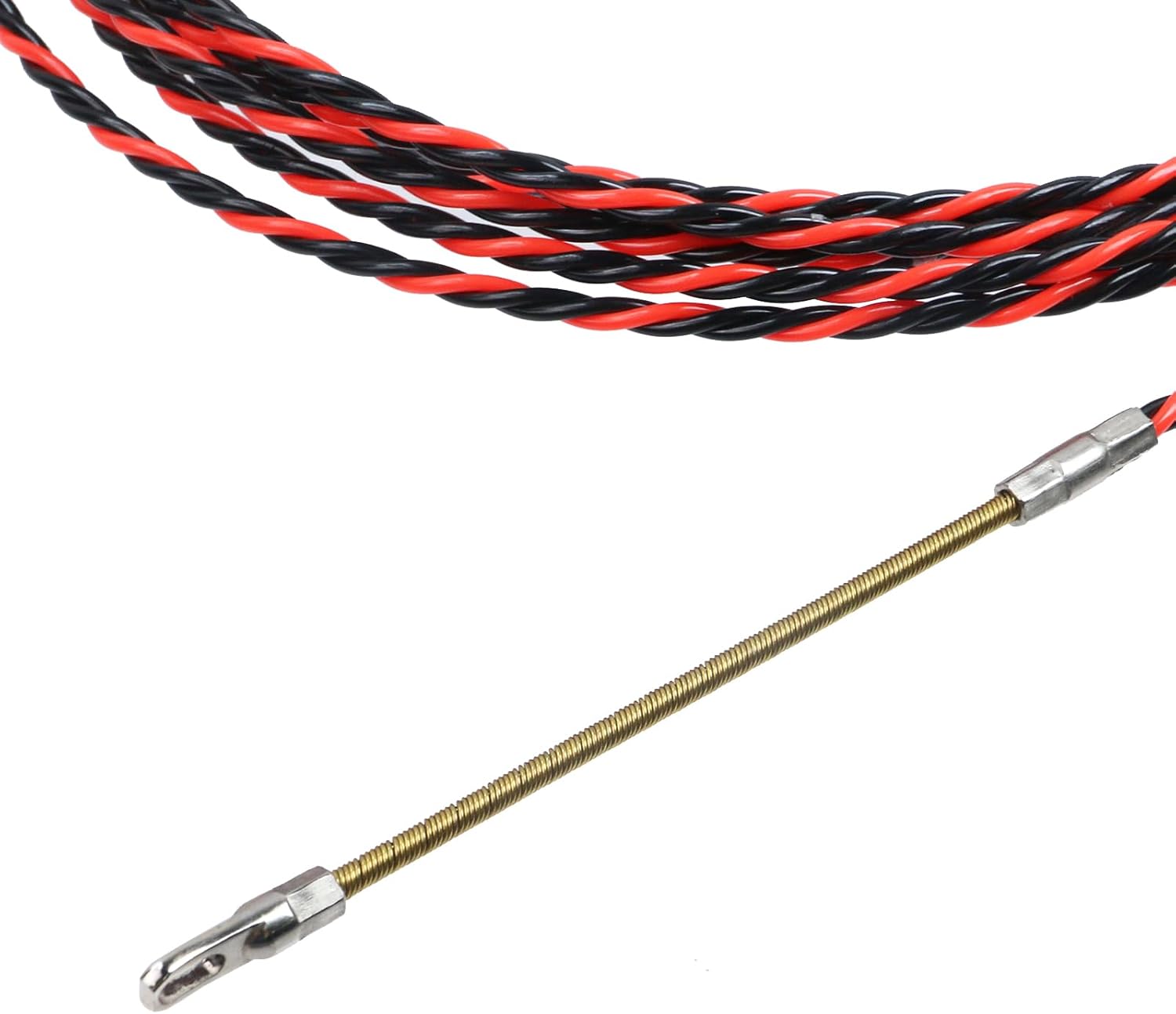0.26"/6.5mm Fish Tape Cable Puller Kit, Electrical Cable Puller Through Wall Wire Guide Device Threader Fish Fastener, 3 Wires Twisted with Guide Spring(5M)