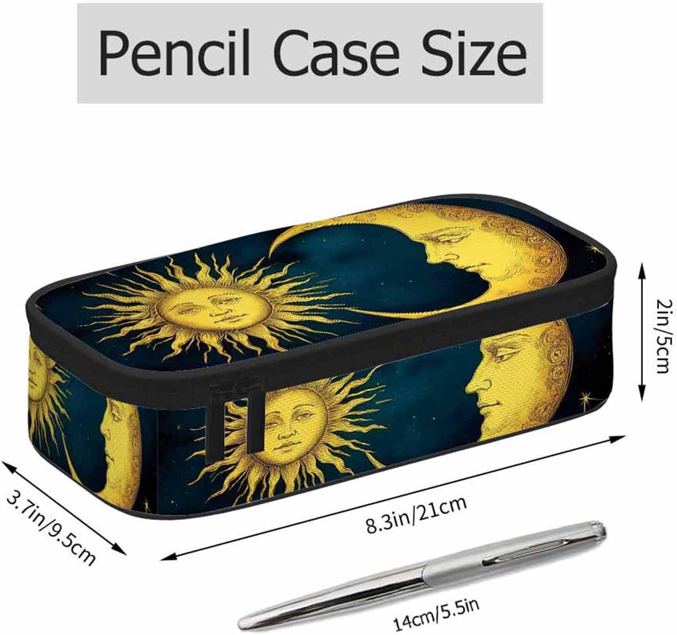Sun Moon Pencil Case Gold Stars Sky Astrology Constellation Pencil Bag Pouch Box Organizer for College School Students Boy Girl image 2