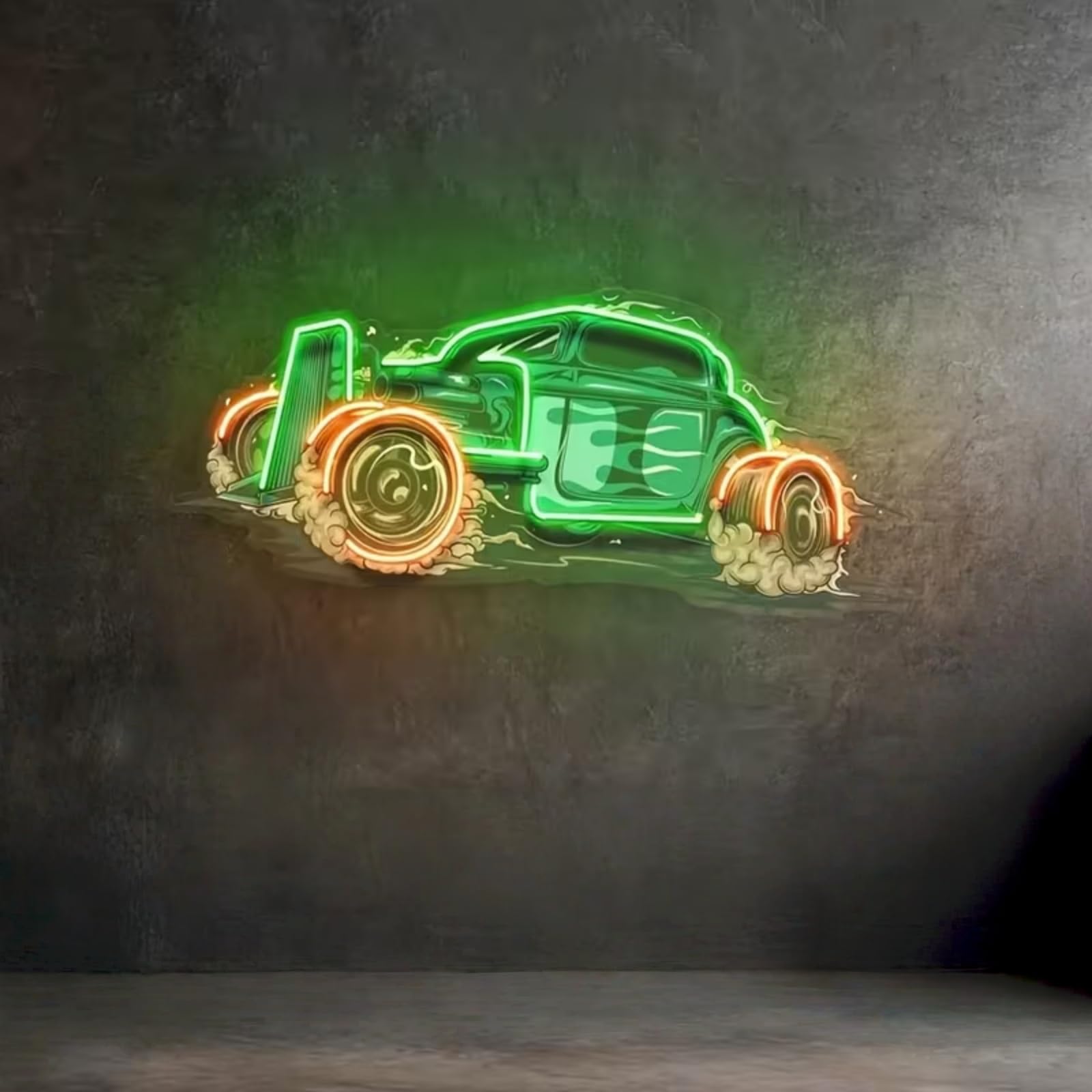 Car UV Print LED Neon Sign Acrylic Light Up Art Wall Decor for Man Cave Garage Bar Stores Bedroom Room Decorations Party Home Holiday USB Powered