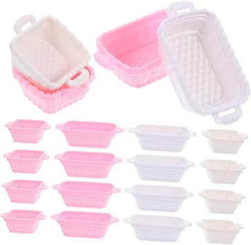 32pcs Mini Shopping Basket Dollhouse Accessories Hand Basket Models for Food Storage Desktop Decoration and Playtime Fun