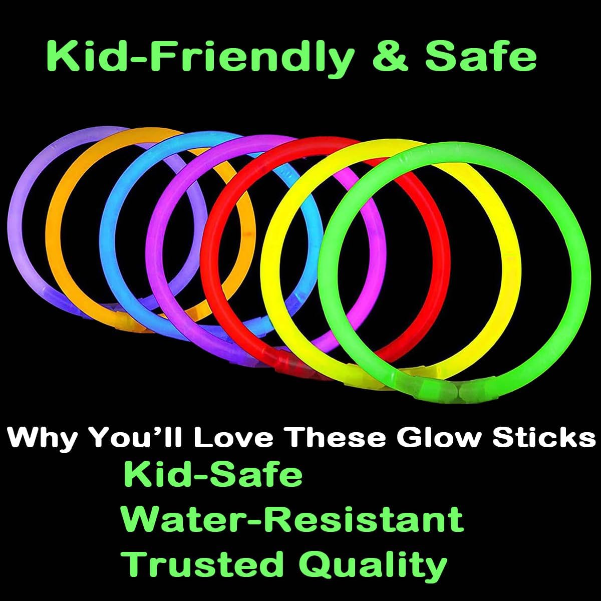 100PCS Glow Sticks Bulk Party Pack, Halloween Glow Sticks For Kids Camping, Glow In The Dark Sticks,8” Glow Party Supplies Bracelets with Connectors - Image 4
