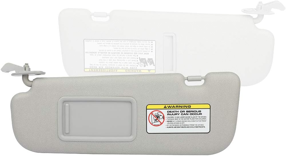 Windshield Sun Visor Left Driver Side for Hyundai for Elantra 2011-2015 Gray Car Visor Extender Without Sunroof with Mirror 852103X000TX