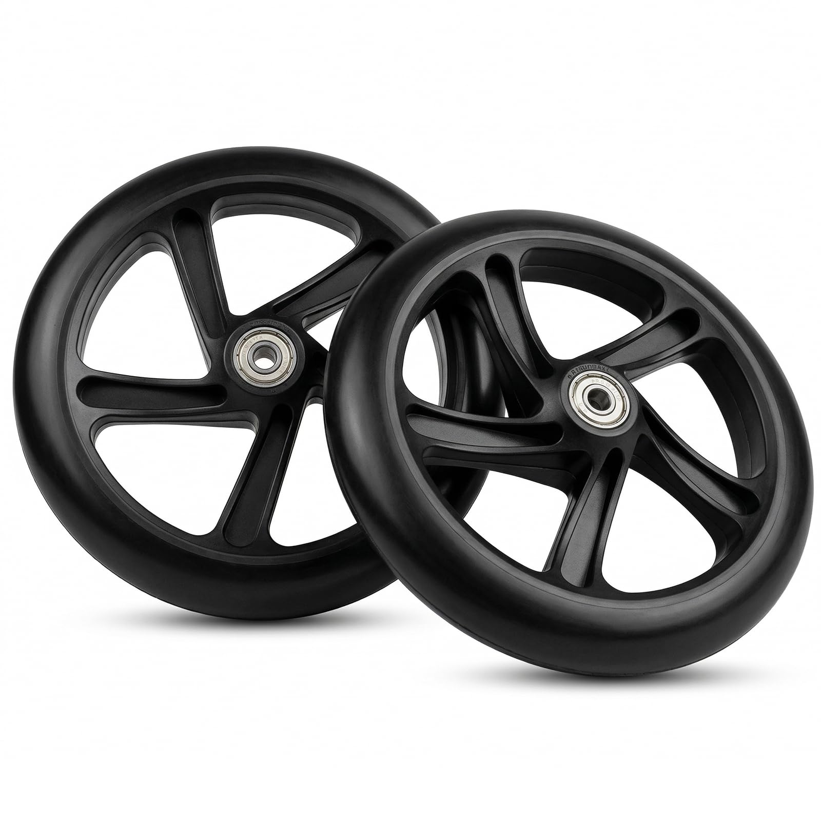 Ruote Scooter 200mm, 2 Pezzi Ruote di Ricambio per Scooter con Cuscinetti ABEC-7, Ruote City Scooter Antiscivolo per la Maggior Parte dei Monopattini (200 x 40mm Nero)