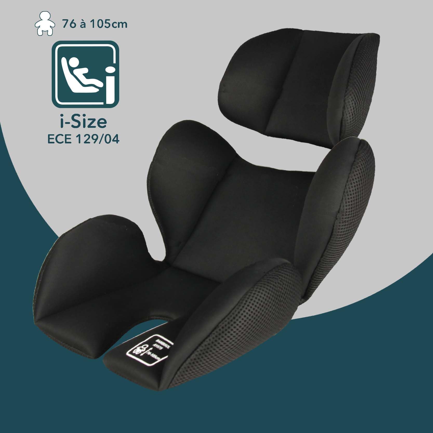 Siège auto ISOFIX évolutif réhausseur i-Size ECE R129/04 - face à la route de 76 cm à 150 cm - à partir de 15 mois jusqu'à 12 ans - max 36 kg