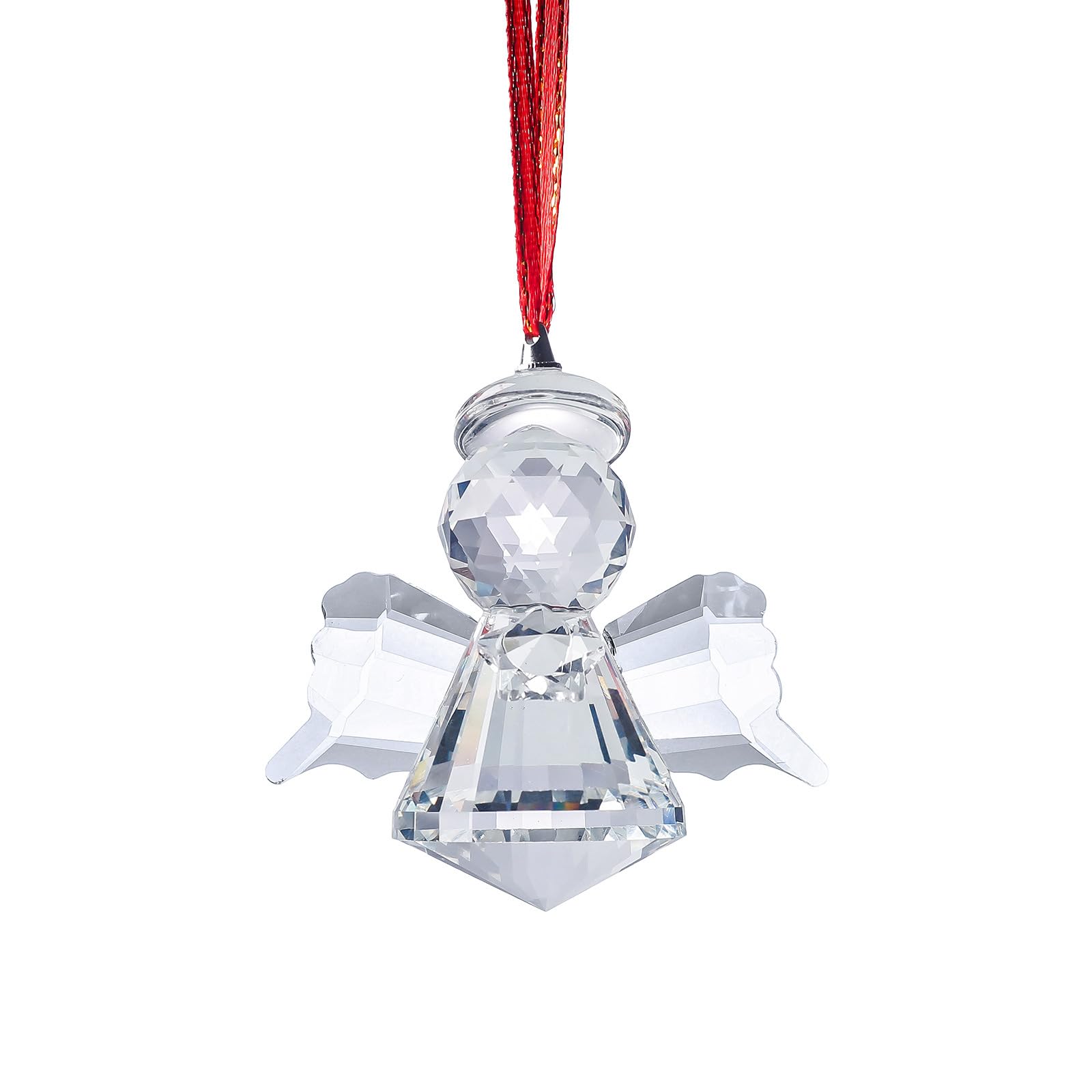 Ccuuhj Clear Mini Angel Crystal Ornament Suncatcher Hanging Sun Catcher With Chain Pendant Ornament For Window Home Garden Party Wedding Decoration (Clear)