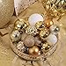 ISULIFE 87ct Christmas Ball Ornaments Set Shatterproof Seasonal Hanging Decorations with Reusable Hand-held Gift Package for Xmas Tree Holiday Party and Home Decor, Gold