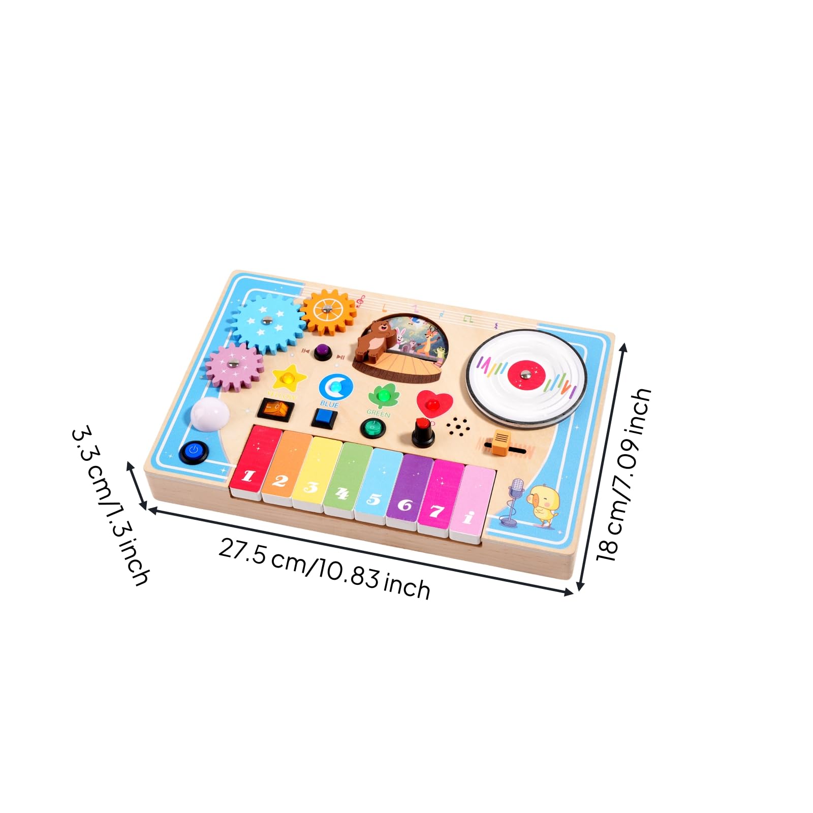 Tablero de Actividades Musical Infantil de Madera y Discos para Niños Pequeños Juguete Educativo Sensorial para Desarrollo de Motricidad Fina Adecuado para Regalo y Juego en Casa