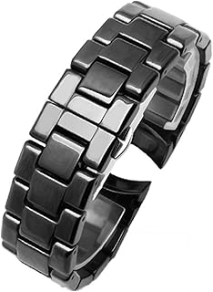 FJXJLKQS Cinturino Dell'orologio Ceramica Semplice alla Moda Universale Facile da Smontare Cinturino in Ceramica Design Impermeabile Chiusura a Farfalla 22 Mm Nero,22mm-AR1400Silverbutterflyclasp