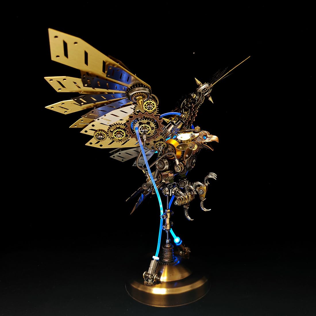 3D Steampunk Metallpuzzle für Erwachsene, 3D Mechanischer Adler Modellbausatz mit LED-Beleuchtung, Brain Teaser Puzzles DIY Montage & Geschenk für Raumdekor und Freunde (650PCS)