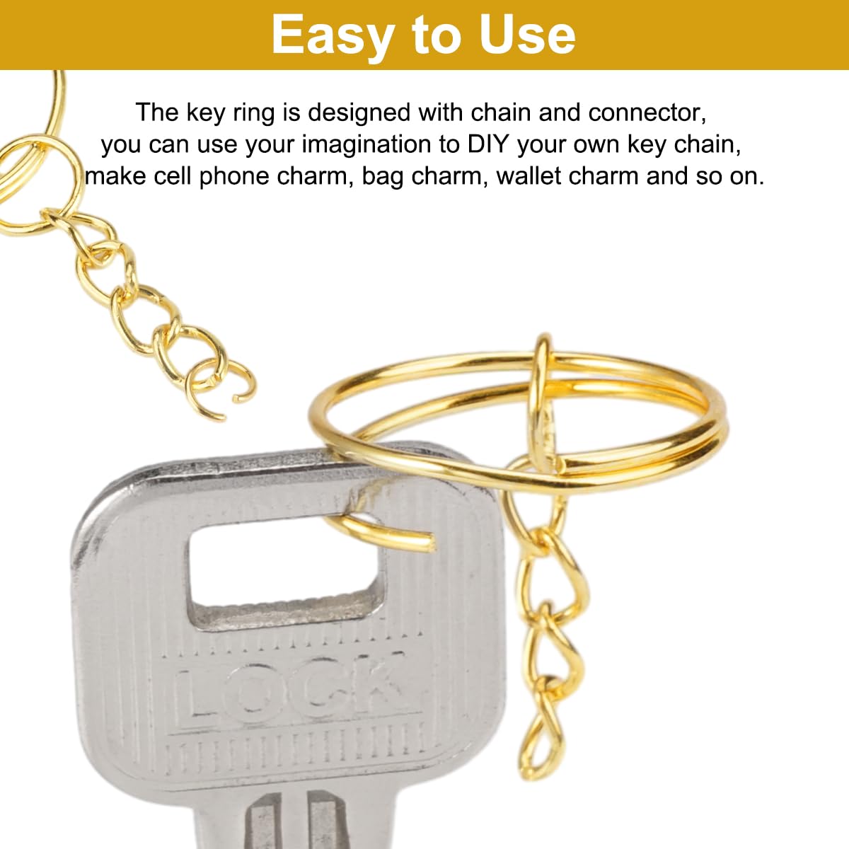 Set van 32 ronde sleutelhangers met ketting, doe-het-zelf