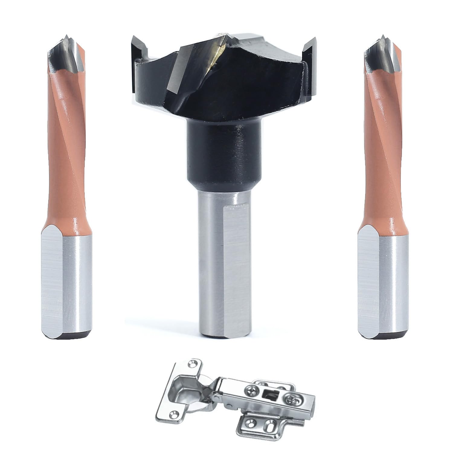 10mm Shank Hinge Boring Bit 35mm Diameter Hole for Hinge and Screw, Solid Carbide Tipped, 57mm Total Length, Matched Replacement Bits for Hinge Boring Machine