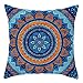 Daesar Federa per Cuscini Divano, Copricuscino Divano Fantasia Blu Arancione Federe 50x50 per Divano 1 Pezzo Modello Etnico Mandala, Federa Poliestere