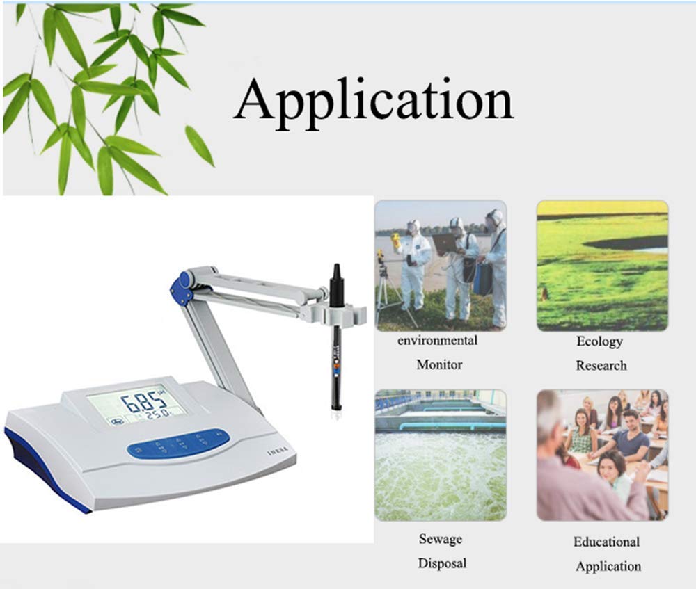Medidor de pH con compensación de temperatura, comprobador de mesa LCD para medición precisa del pH, identificación automática de solución de pH, ideal para uso en laboratorio