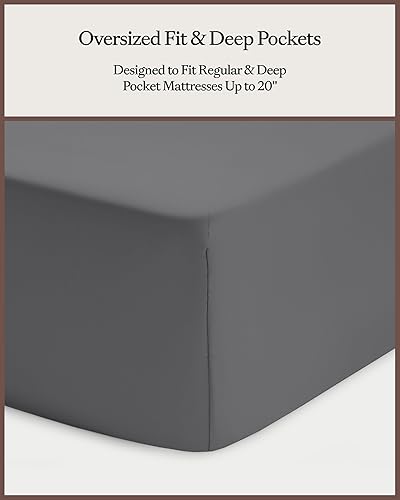 Miniatura 5 de Cozy Earth Juego de sábanas de bambú carbón Queen