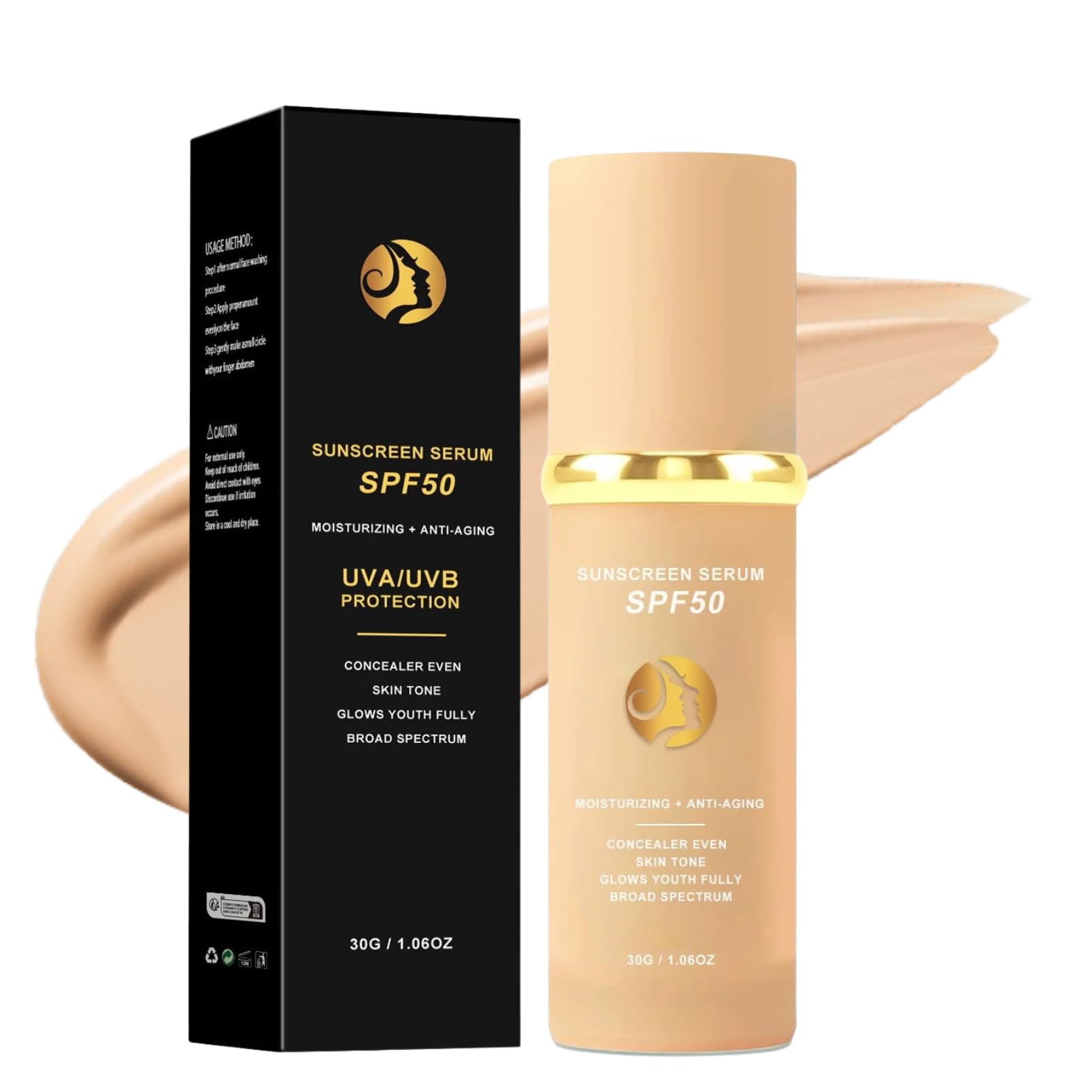 4-in-1 Colour Changing Foundation with SPF50, Full Coverage Liquid Makeup for Mature Skin