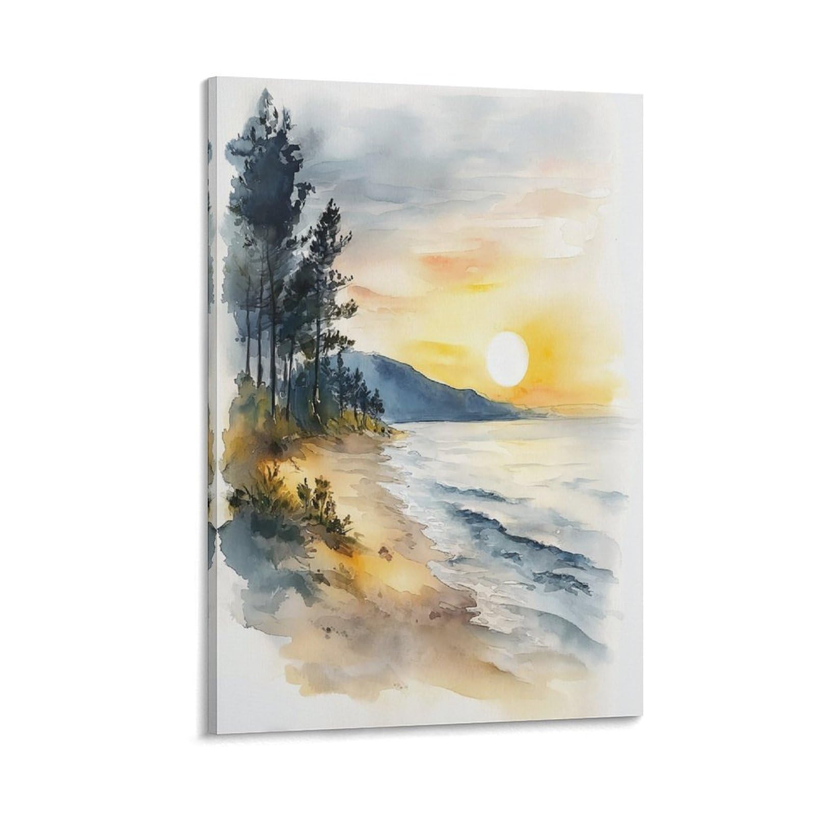 XWYMXZ Lake Michigan Watercolor 20x30inch(50x75cm) Vintage Travel Poster Watercolor Canvas Art